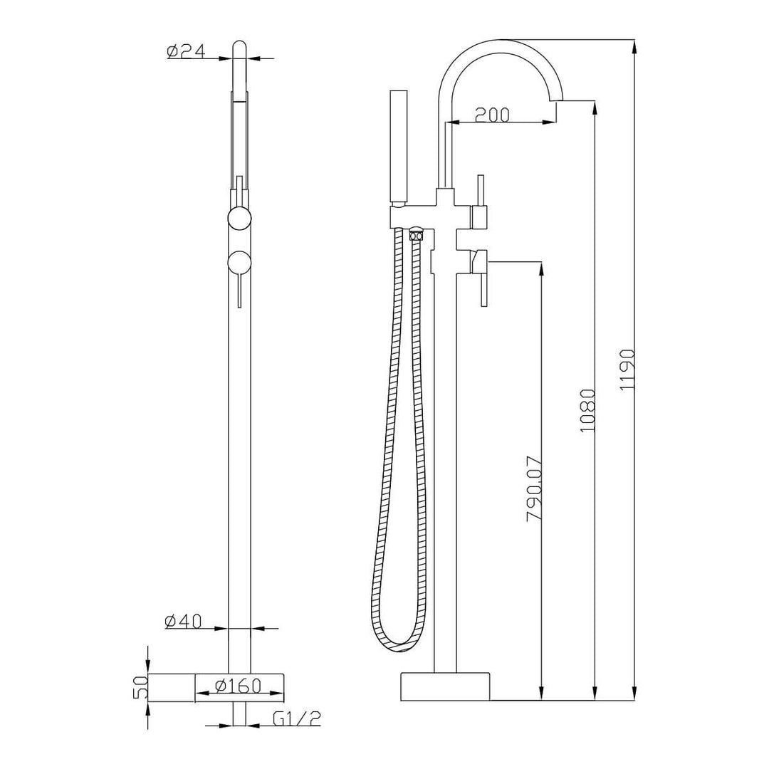 Morgan Freestanding Bath Filler Spout with Handset