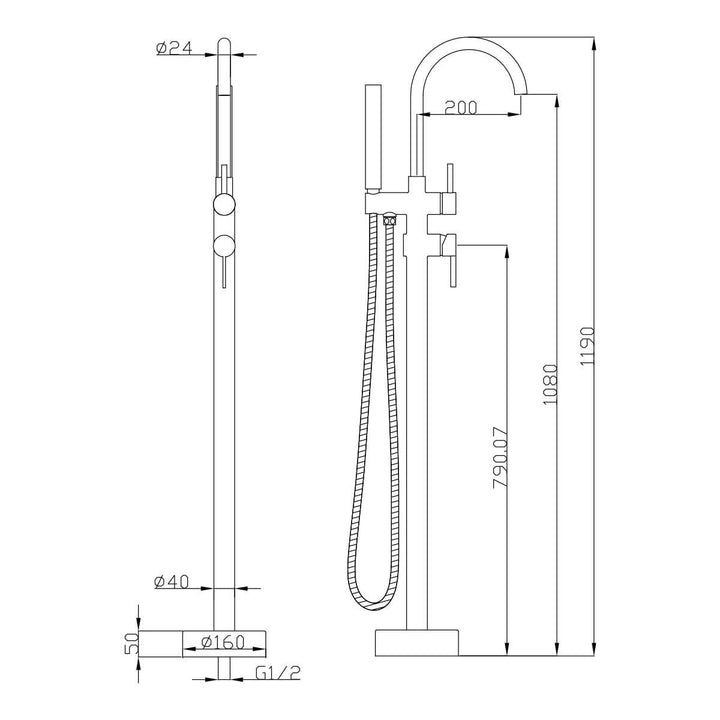 Morgan Freestanding Bath Filler Spout with Handset