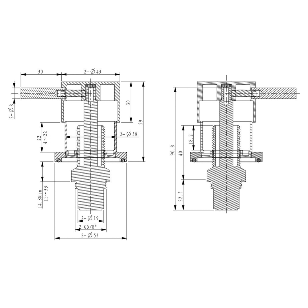 Morgan Pin Handle Quarter Turn Wall Top Assembly