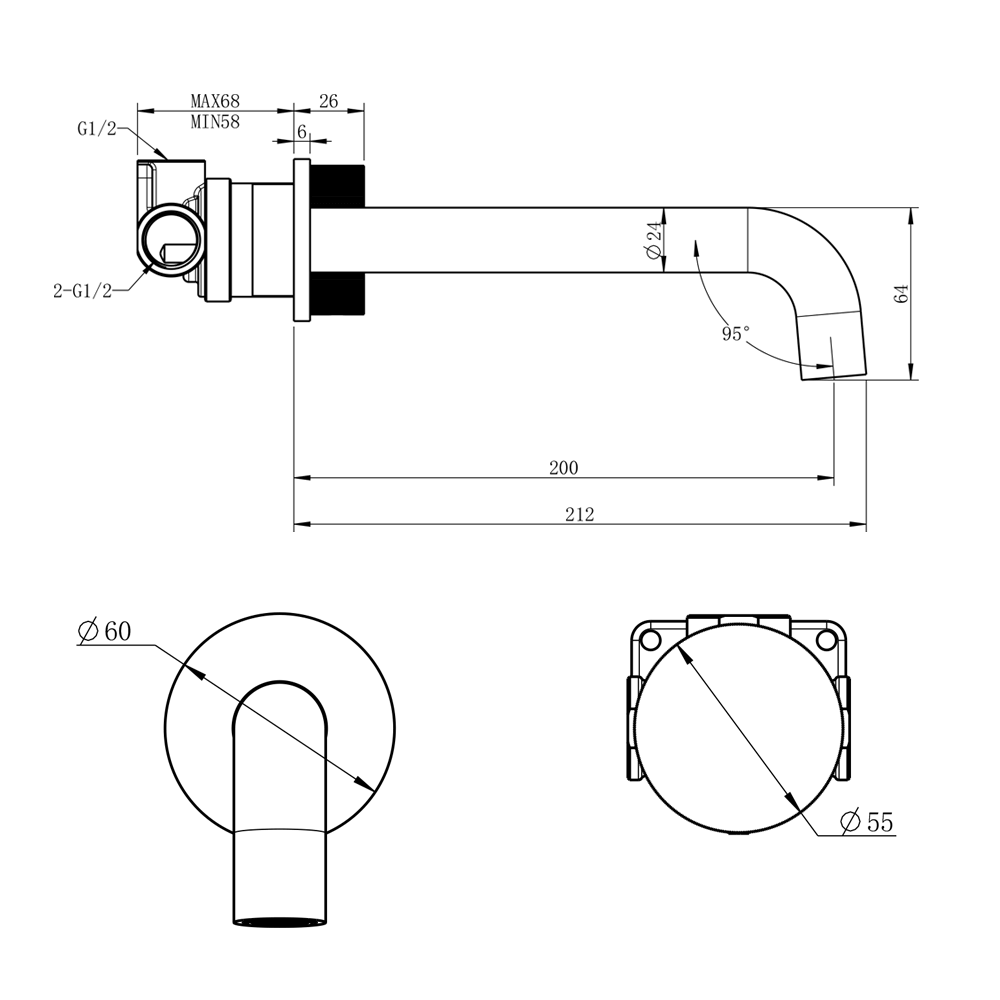 Morgan Progressive Wall Mixer Spout and Mixer Set