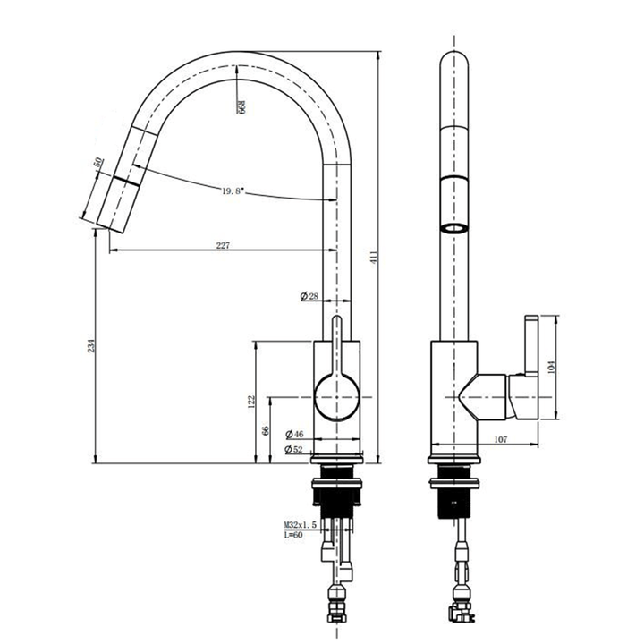 Morgan Pull Out Sink Kitchen Laundry Sink Mixer