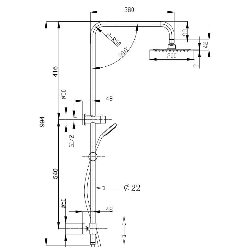 Morgan Twin Shower Rail System