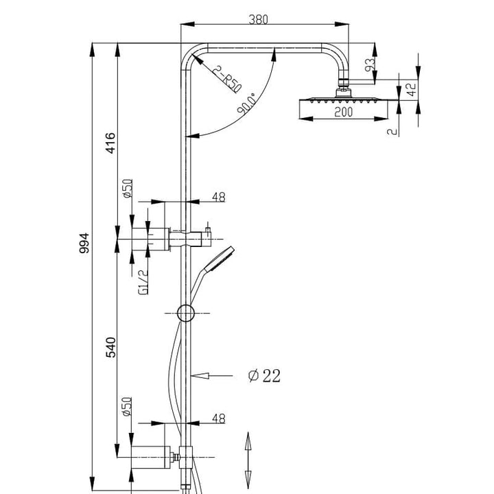 Morgan Twin Shower Rail System