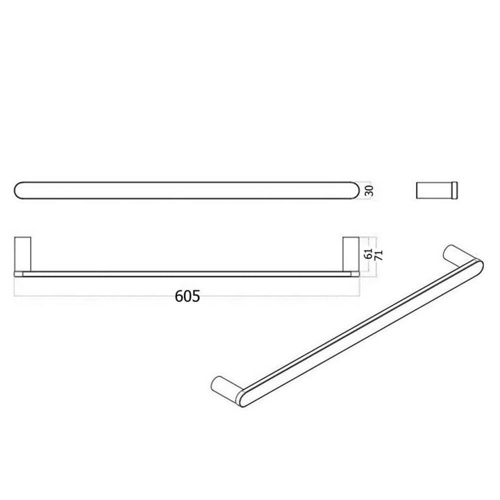 Morgan Round Single Towel Rail 600mm/800mm