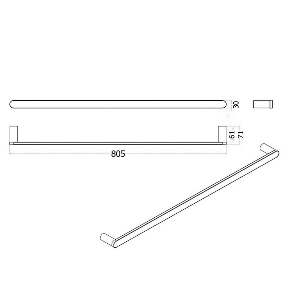 Morgan Round Single Towel Rail 600mm/800mm