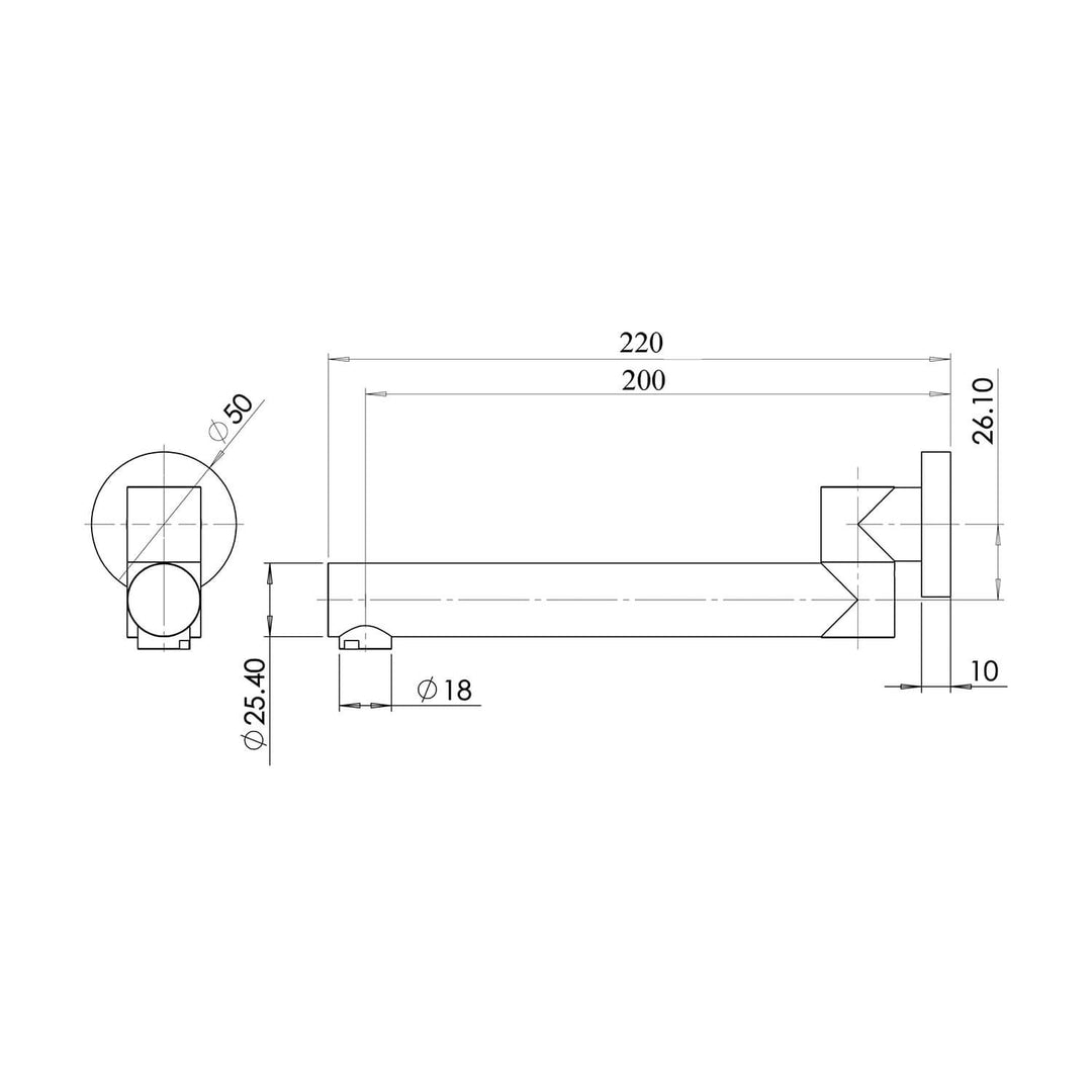 Morgan Round Bath Swivel Spout Outlet 220mm