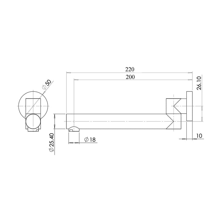 Morgan Round Bath Swivel Spout Outlet 220mm