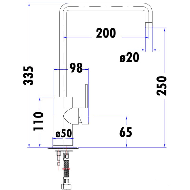 Leah High Rise Kitchen Sink Tap Mixer