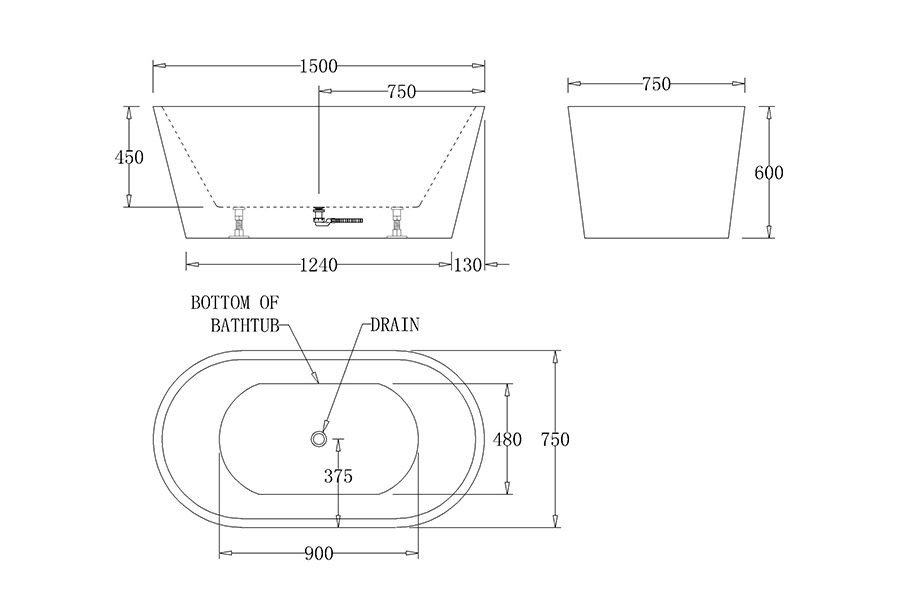 Oslo Freestanding Bathtub 1400/1500/1700mm