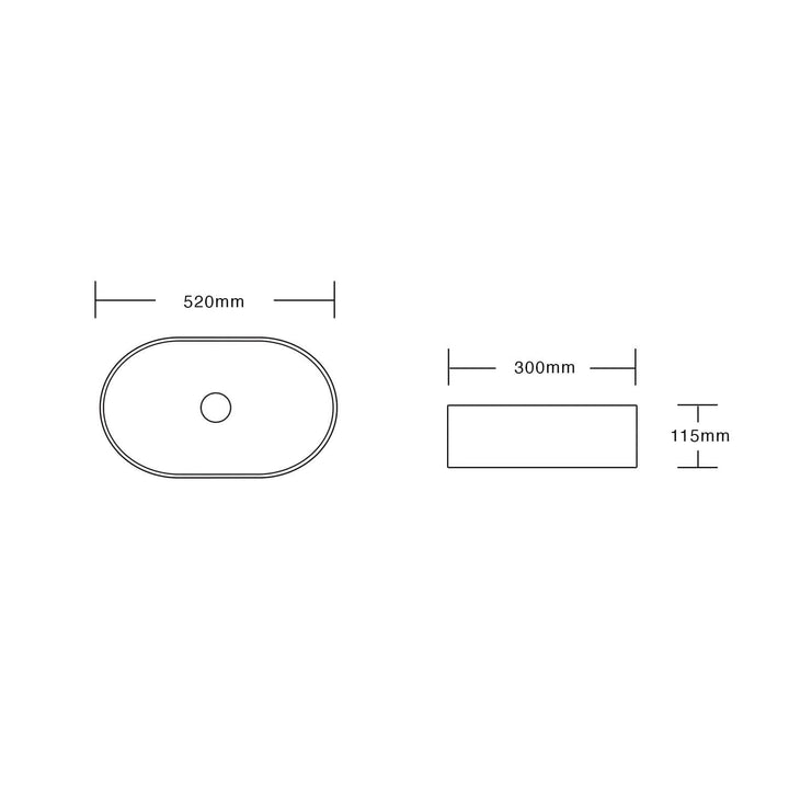 Oslo Pill Oval Above Counter Ceramic Basin 520mm