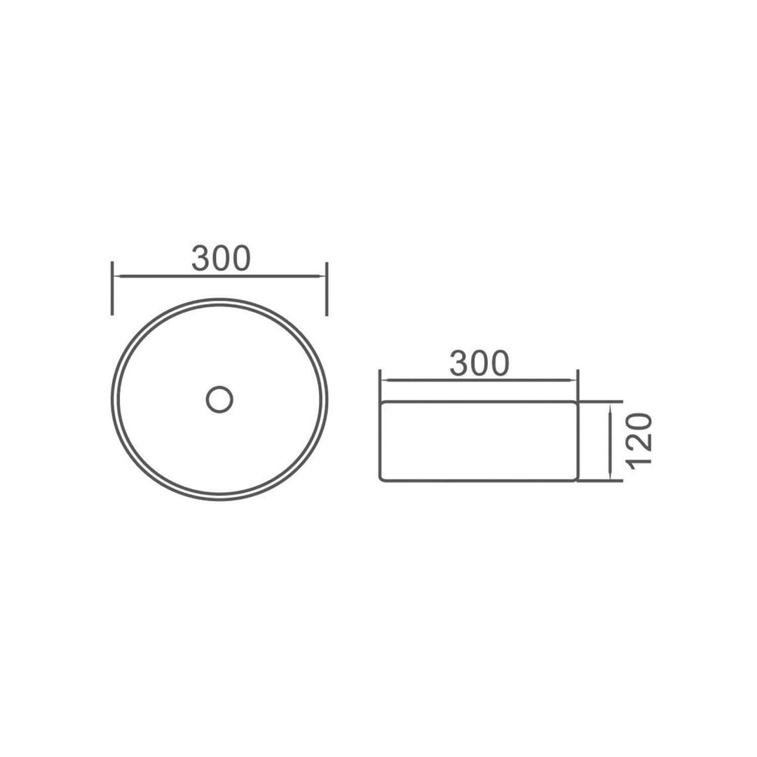 Oslo Mini Circle Above Counter Ceramic Basin 300mm