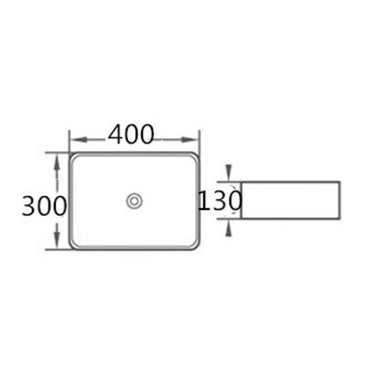 Paige Rectangle Ceramic Basin Slim Edge 400x300x130mm