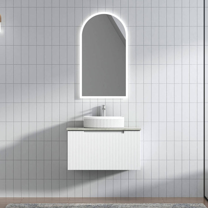 Perla Ribbed White Wall Hung Vanity (600-1800mm)