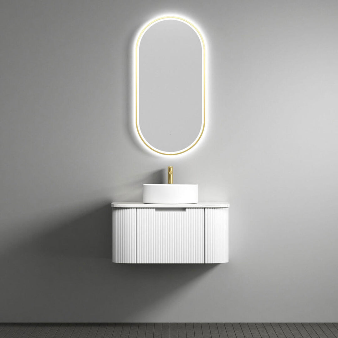 Petra Ribbed White Curved Wall Hung Vanity (750-1800mm)