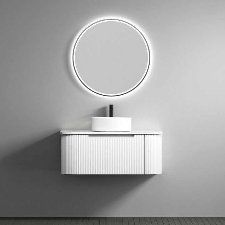 Petra Ribbed White Curved Wall Hung Vanity (750-1800mm)