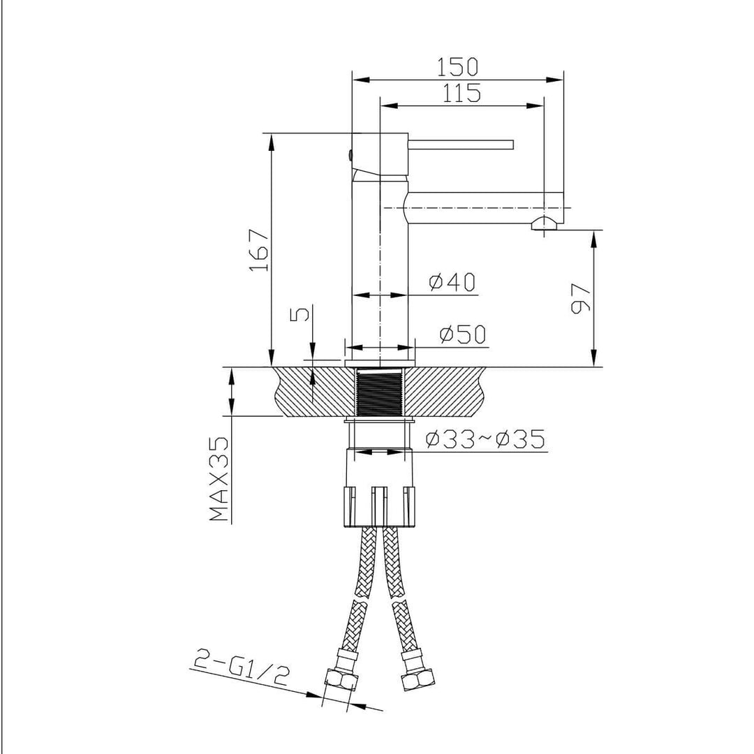 Leah Straight Arm Short Basin Mixer