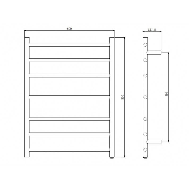 ASCENT Round 7 Bar Rack Heated Towel Rail Spec Sheet