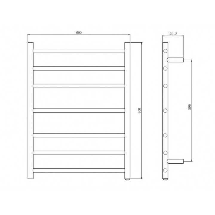 ASCENT Round 7 Bar Rack Heated Towel Rail Spec Sheet