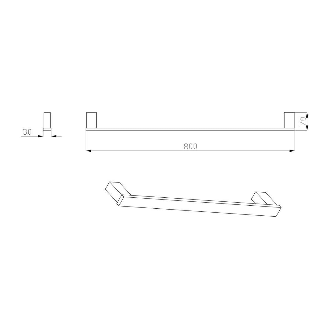 Reva Single Towel Rail 600mm/750mm