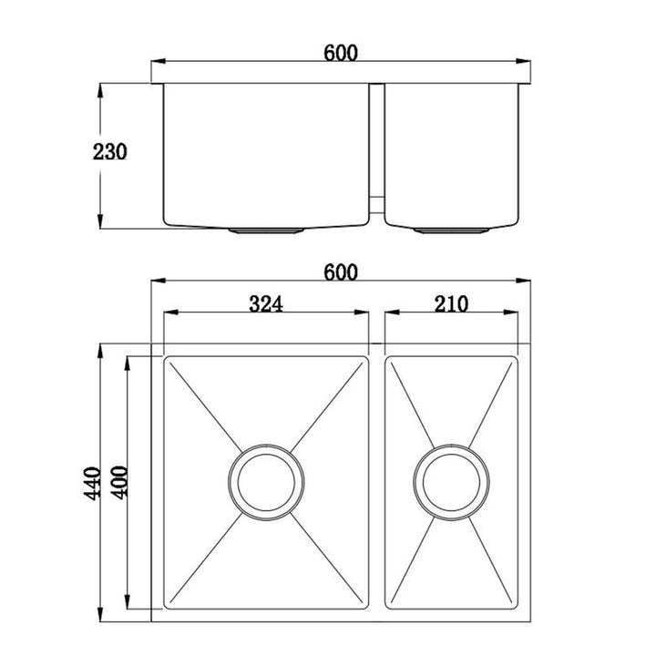 Roma 1.5 Bowl Stainless Steel Sink 600x440x230mm