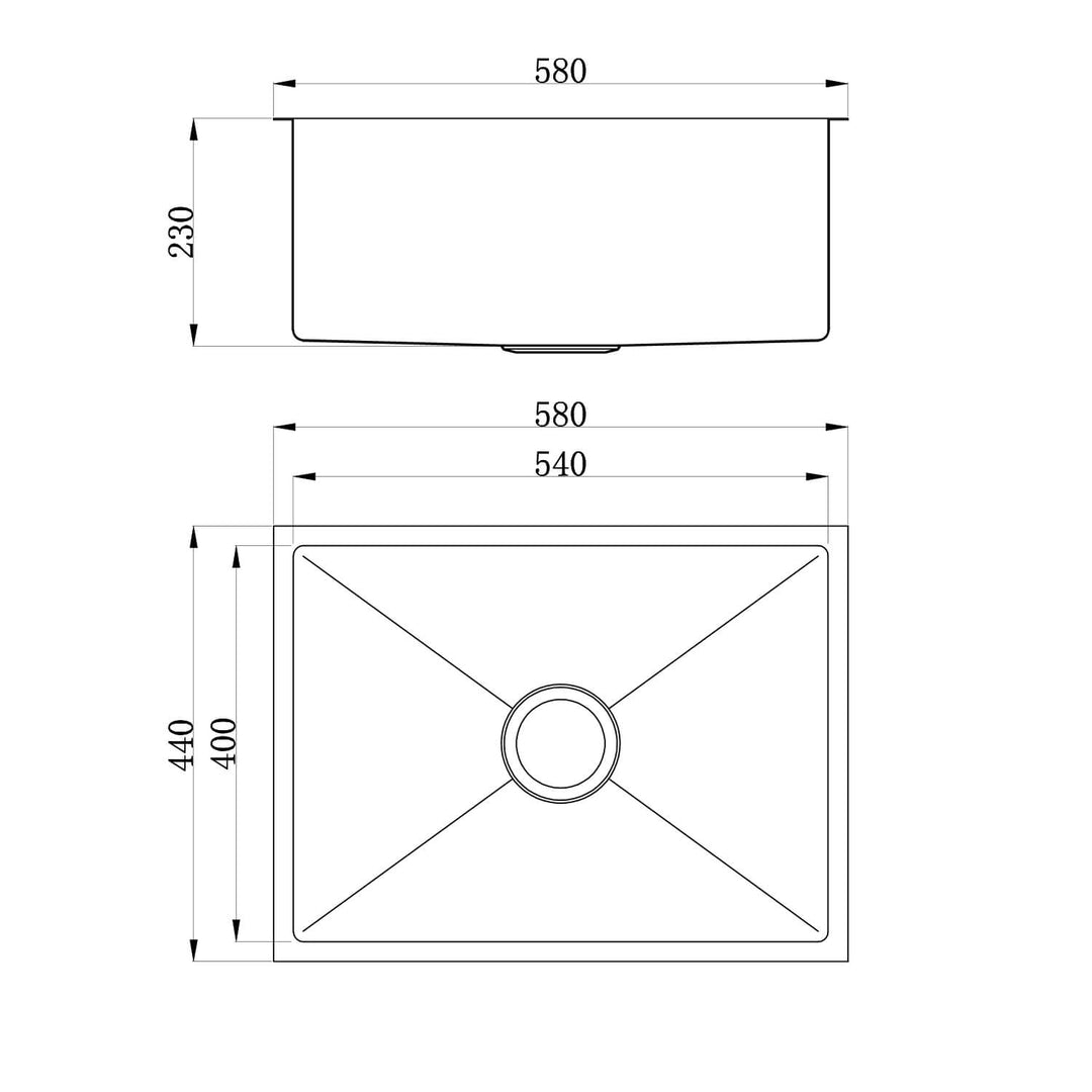 Roma Single Bowl Stainless Steel Sink 230mm Deep