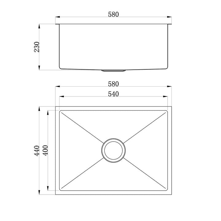 Roma Single Bowl Stainless Steel Sink 230mm Deep