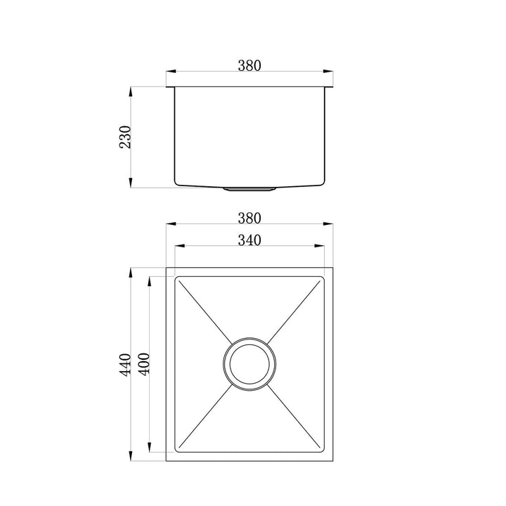 Roma Single Bowl Stainless Steel Sink 230mm Deep