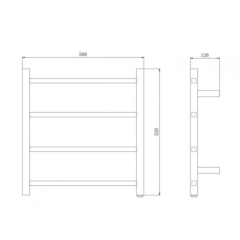 CLASSIC 4 Bar Rack Electric Heated Towel Rail Spec Sheet