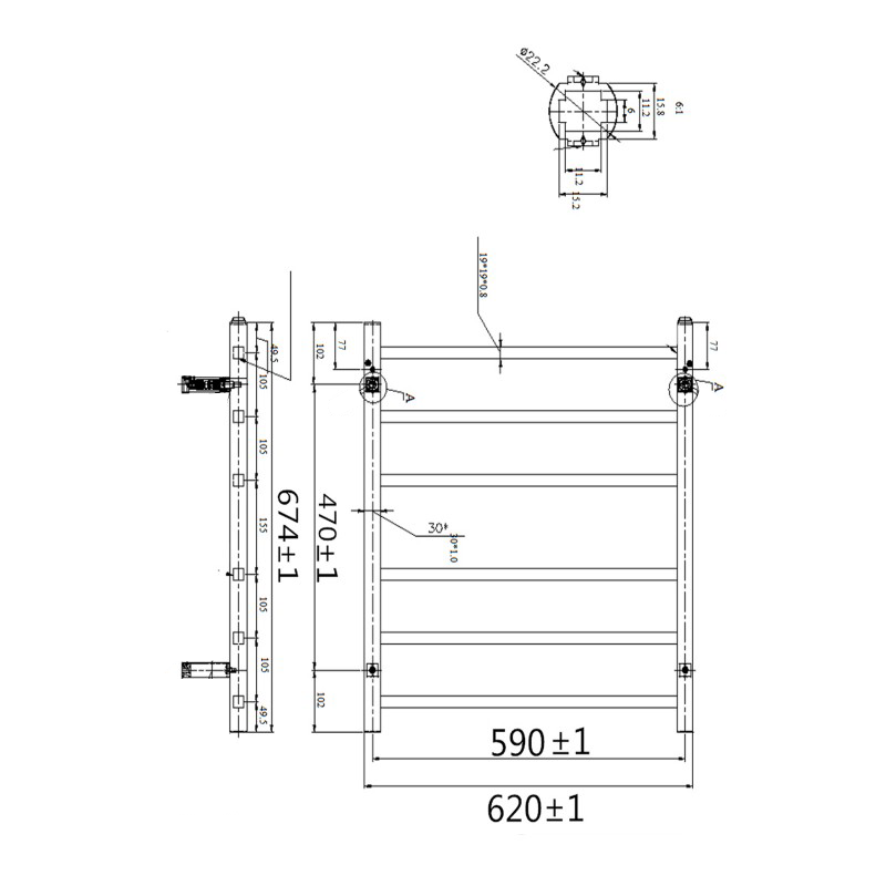 CLASSIC 6 Bar Rack Electric Heated Towel Rail