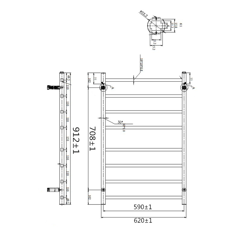 CLASSIC Square 8 Bar Electric Towel Warmer Rack