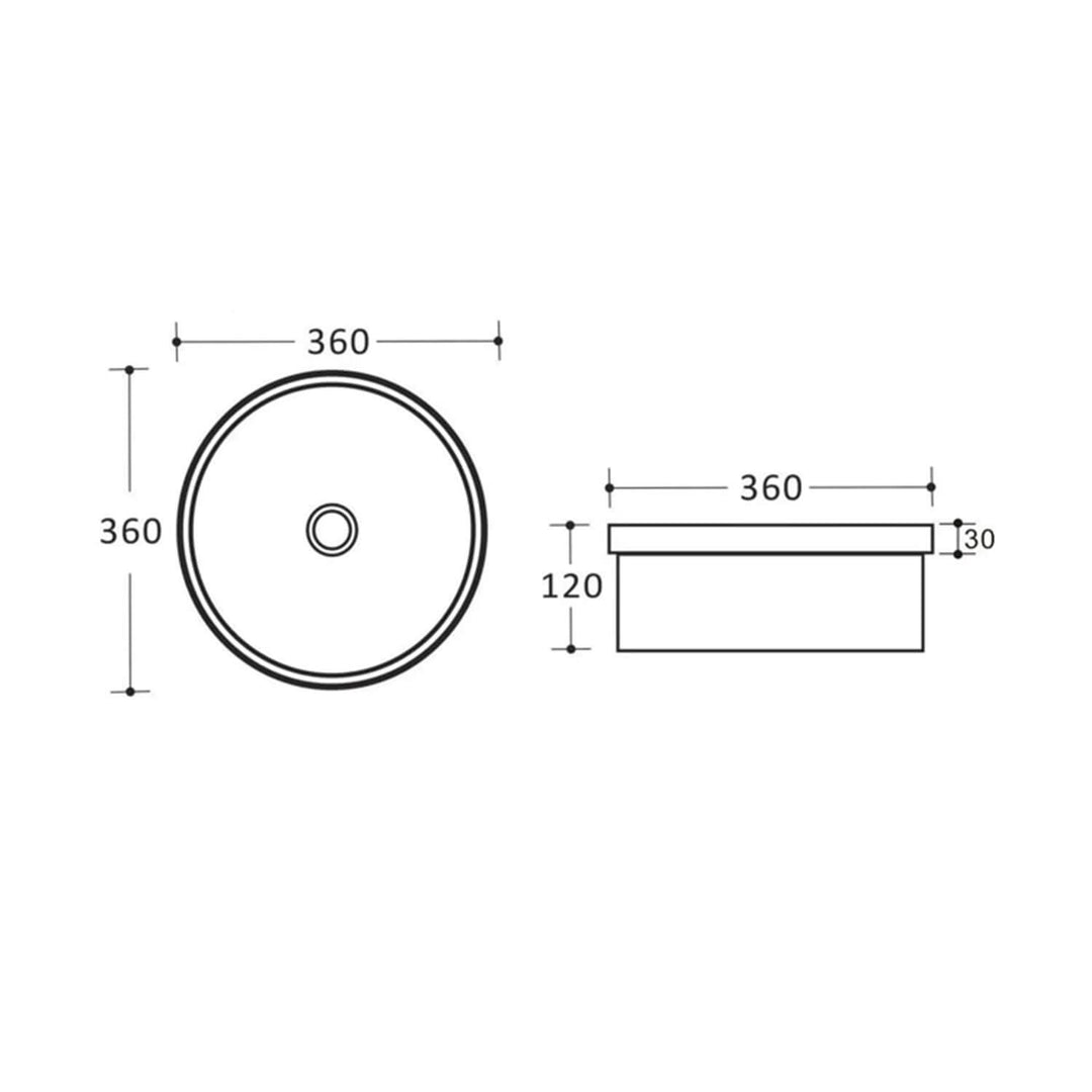 Oslo Semi-Inset Round Circle Basin 360x360x110mm