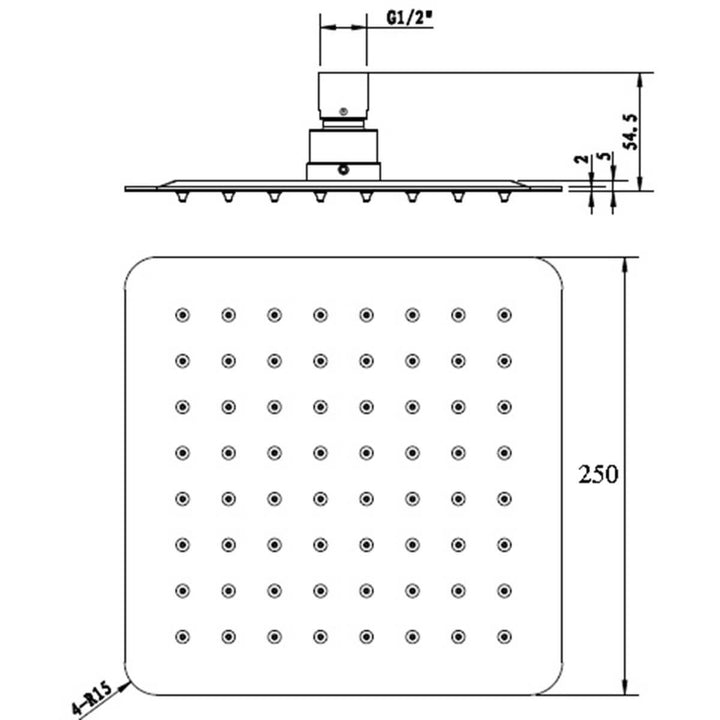 Iris Square Rain Shower Head 250mm