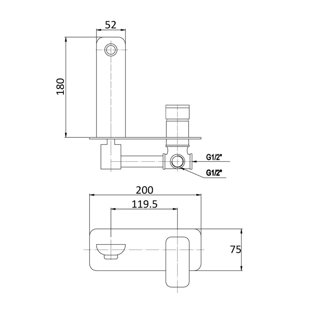 Levi Smooth Edge Wall Mixer with Spout Set