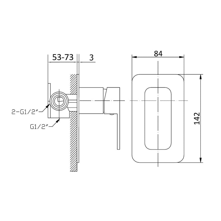 Levi Smooth Edge Shower Wall Mixer