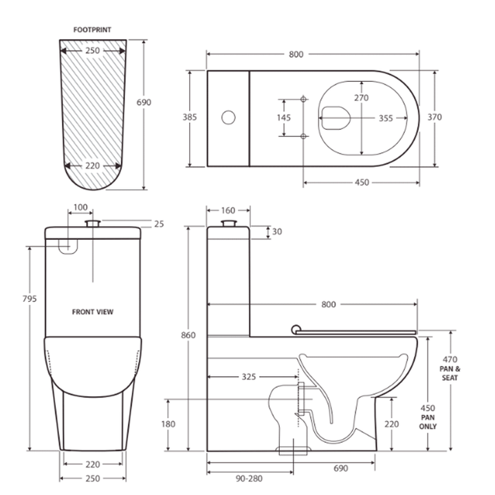 Stella Accessible Care Rimless Back to Wall Toilet