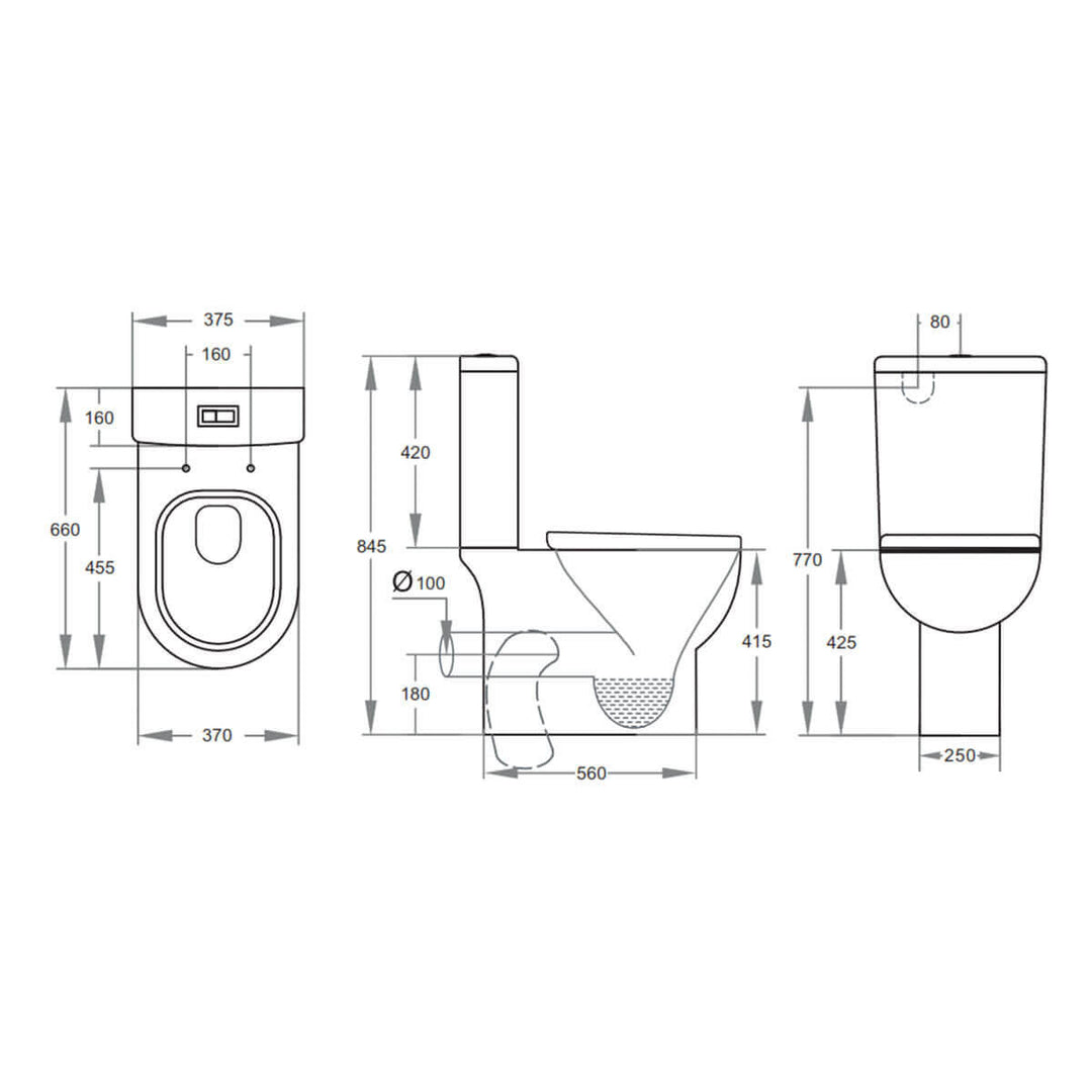 Tas Slim Back Box Rim Back to Wall Toilet Suite