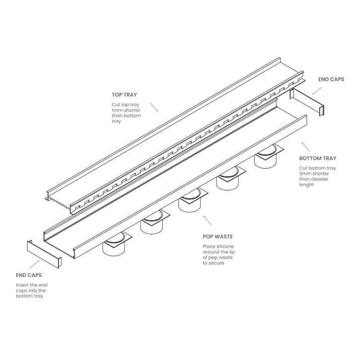 Lauxes Tile Insert Slimline Shower Grate 21x100mm