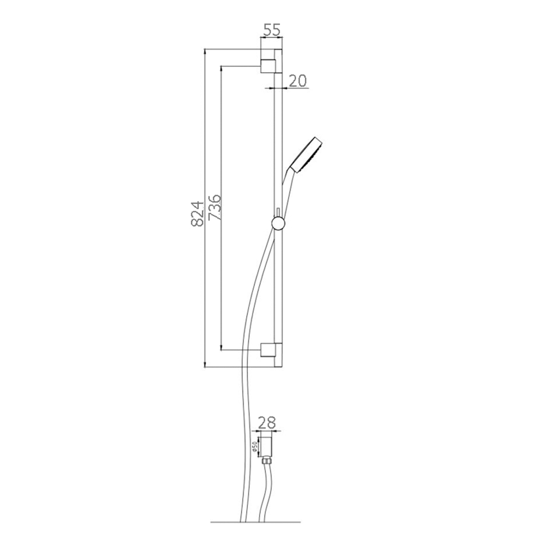 Leah Sliding Shower Rail System Detachable Handset