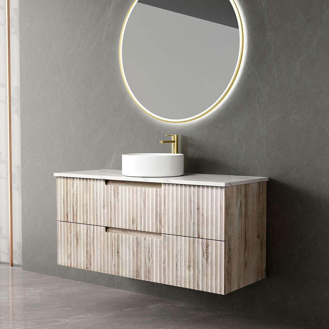 Tuscana Ribbed Wood Grain Wall Hung Vanity (600-1800mm)