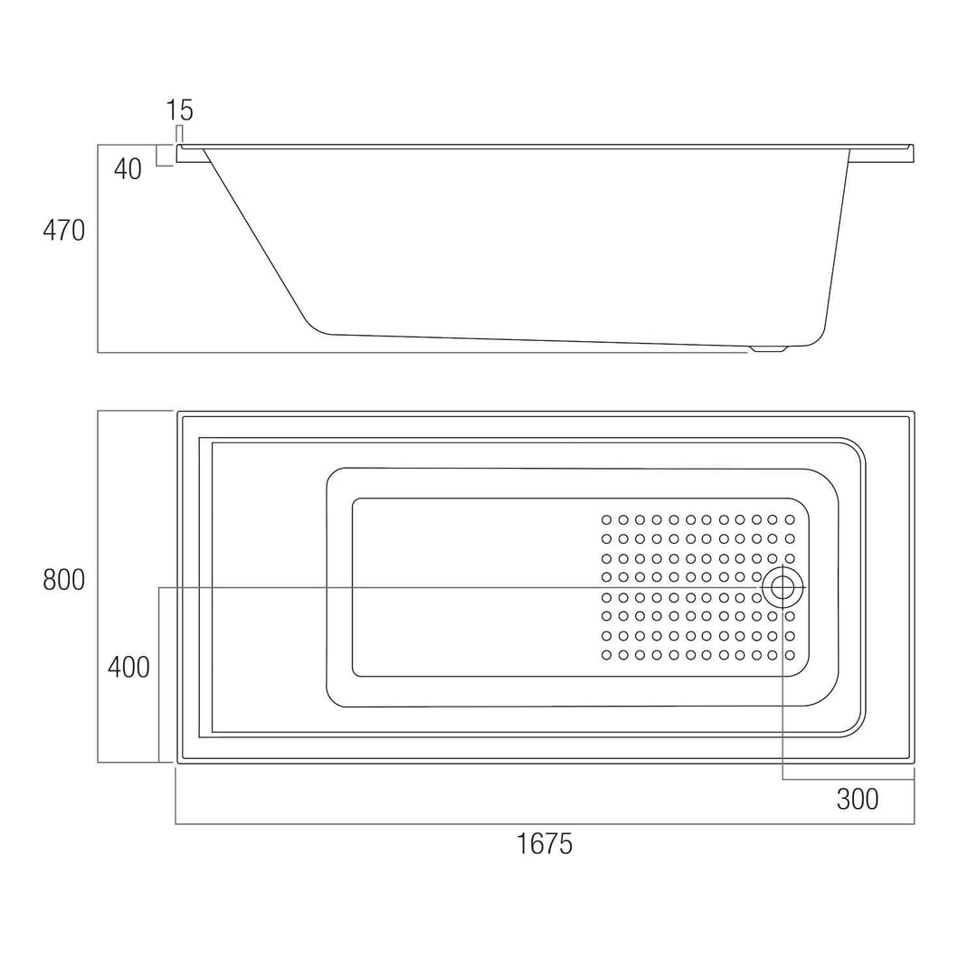 Urban Drop In Anti-Slip Inset Bathtub 1525-1800mm