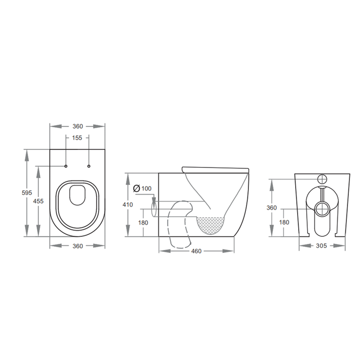 Venus Egg-Shape Cyclone Flush In Wall Toilet R&T Cistern Package