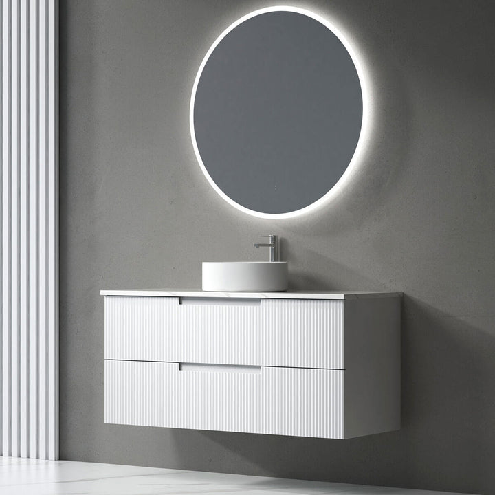 Verona Ribbed White Wall Hung Vanity (600-1800mm)