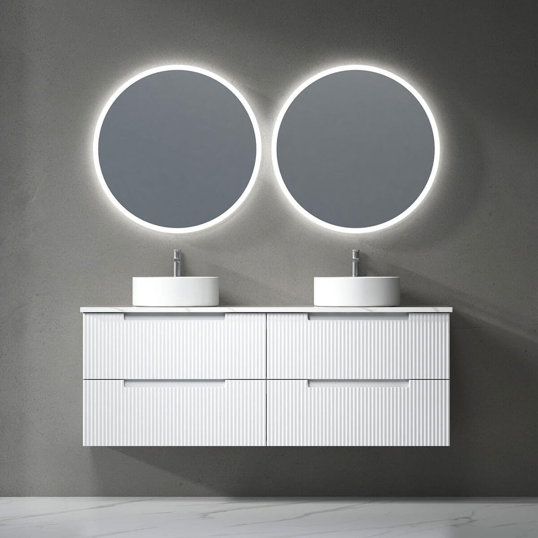 Verona Ribbed White Wall Hung Vanity (600-1800mm)