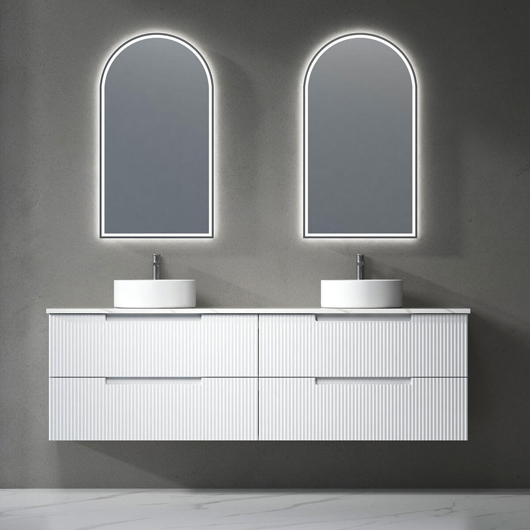 Verona Ribbed White Wall Hung Vanity (600-1800mm)