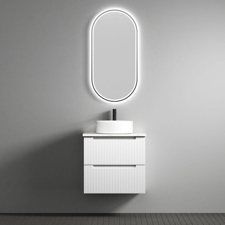 Verona Ribbed White Wall Hung Vanity (600-1800mm)