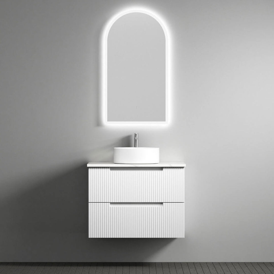 Verona Ribbed White Wall Hung Vanity (600-1800mm)