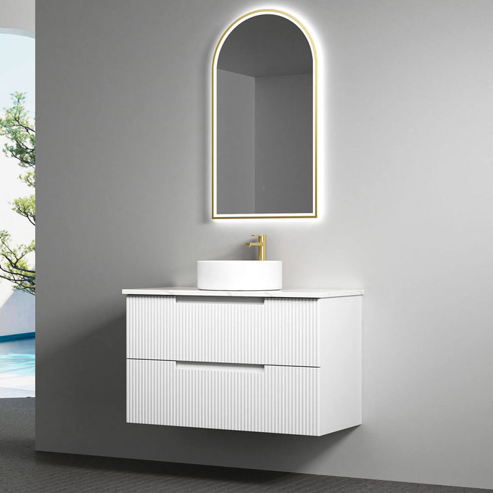 Verona Ribbed White Wall Hung Vanity (600-1800mm)