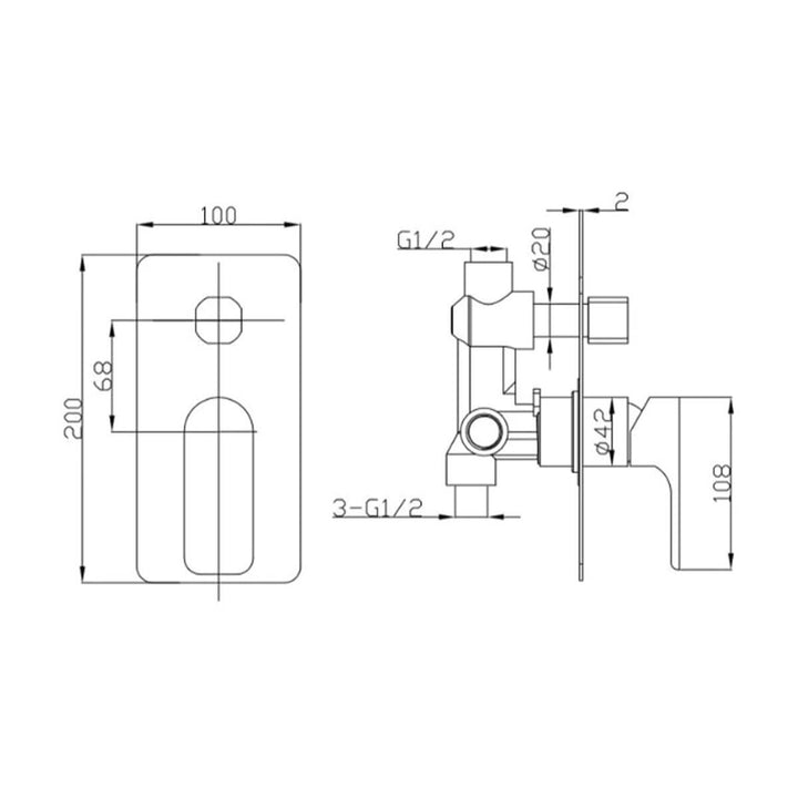 Vogue Slim Wall Mixer with Diverter